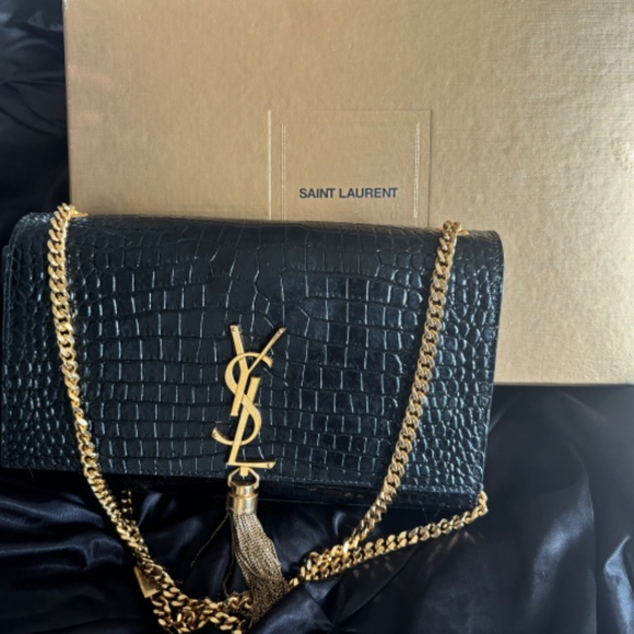 AUTHENTIC eYSL KATE MEDIUM TASSEL IN CROCODILE-EMBOSSED LEATHER box - Picture 2 of 5